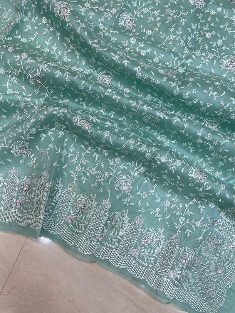 Pure Organza Chikankari Handloom Banarasi Saree - The Handlooms