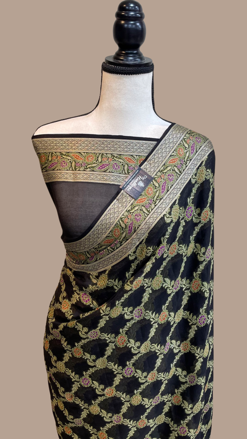 Pure Chiffon Khaddi Banarasi Saree - The Handlooms