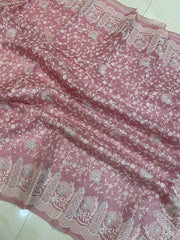 Pure Organza Chikankari Handloom Banarasi Saree - The Handlooms