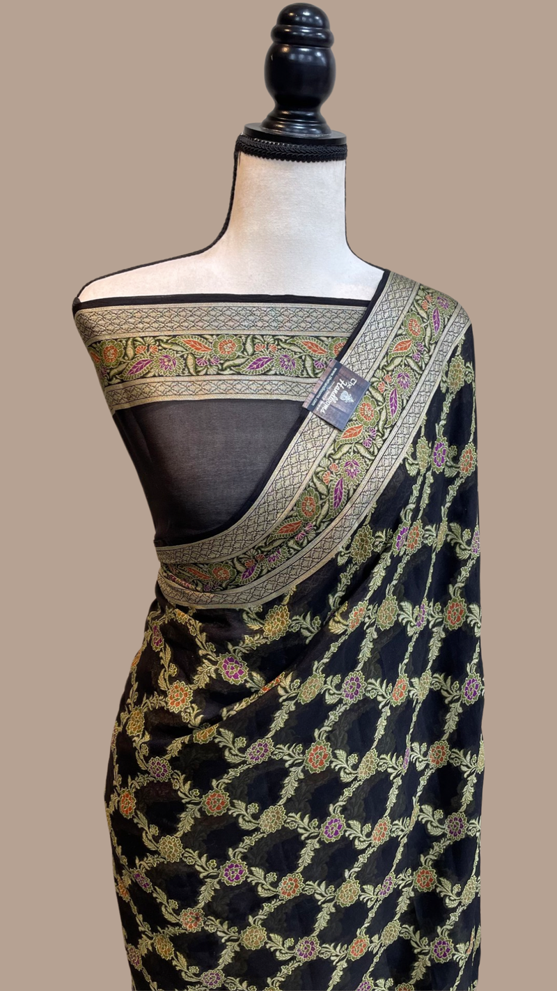 Pure Chiffon Khaddi Banarasi Saree - The Handlooms