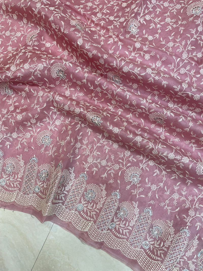 Pure Organza Chikankari Handloom Banarasi Saree - The Handlooms