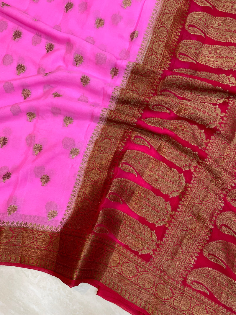 Pure Chiffon Khaddi Banarasi Saree - The Handlooms