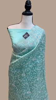 Pure Organza Chikankari Handloom Banarasi Saree - The Handlooms