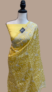 Pure Organza Chikankari Handloom Banarasi Saree - The Handlooms