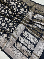 Pure Katan Silk Banarasi Handloom Saree - All Over Jaal Work - The Handlooms
