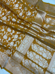 Pure Katan Silk Banarasi Handloom Saree - All Over Jaal Work - The Handlooms