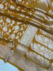 Pure Katan Silk Banarasi Handloom Saree - All Over Jaal Work - The Handlooms