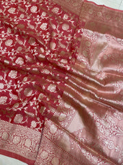 Pure Katan Silk Banarasi Handloom Saree - All Over Jaal Work - The Handlooms