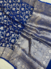 Pure Katan Silk Banarasi Handloom Saree - All Over Jaal Work - The Handlooms