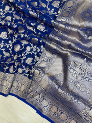 Pure Katan Silk Banarasi Handloom Saree - All Over Jaal Work - The Handlooms