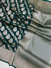 Pure Katan Silk Banarasi Handloom Saree - All Over Jaal Work - The Handlooms