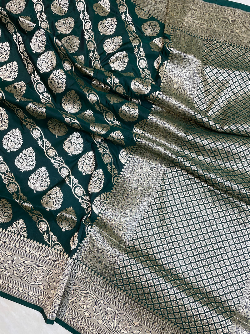 Pure Katan Silk Banarasi Handloom Saree - All Over Jaal Work - The Handlooms