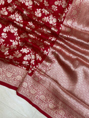 Pure Katan Silk Banarasi Handloom Saree - All Over Jaal Work - The Handlooms