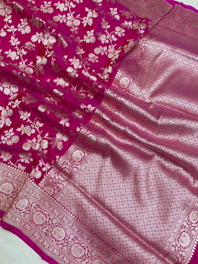Pure Katan Silk Banarasi Handloom Saree - All Over Jaal Work - The Handlooms