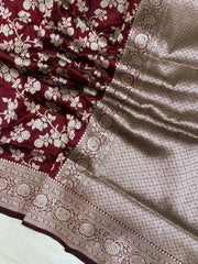 Pure Katan Silk Banarasi Handloom Saree - All Over Jaal Work - The Handlooms