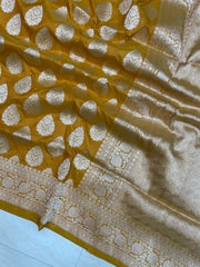 Pure Katan Silk Banarasi Handloom Saree - All Over Jaal Work - The Handlooms