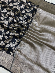 Pure Katan Silk Banarasi Handloom Saree - All Over Jaal Work - The Handlooms