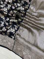Pure Katan Silk Banarasi Handloom Saree - All Over Jaal Work - The Handlooms