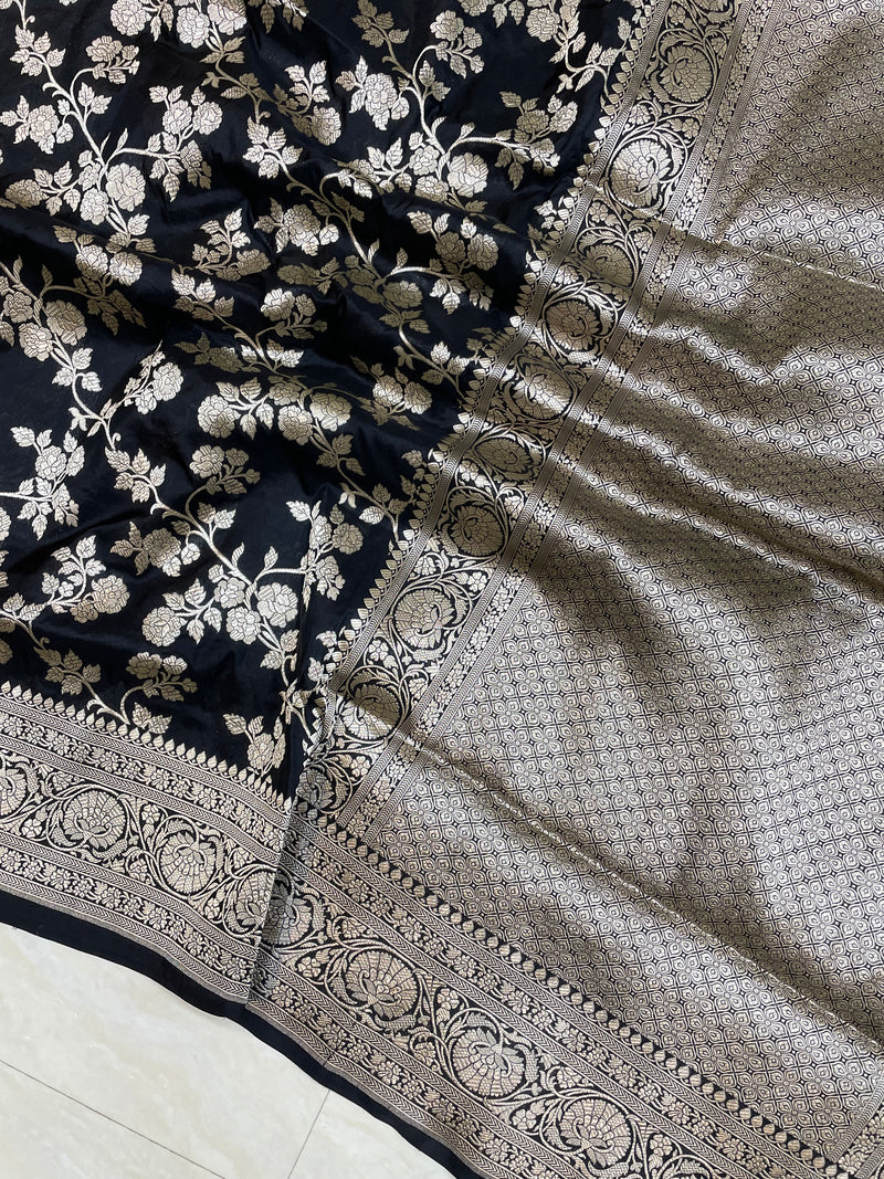 Pure Katan Silk Banarasi Handloom Saree - All Over Jaal Work - The Handlooms
