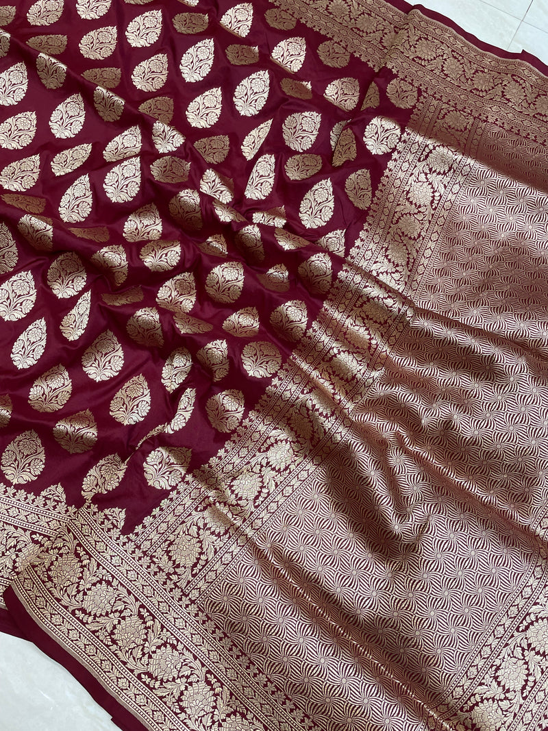 Pure Katan Silk Banarasi Handloom Saree - All Over Jaal Work - The Handlooms