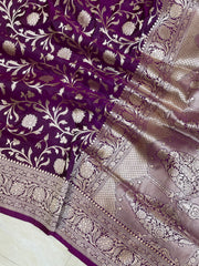 Pure Katan Silk Banarasi Handloom Saree - All Over Jaal Work - The Handlooms