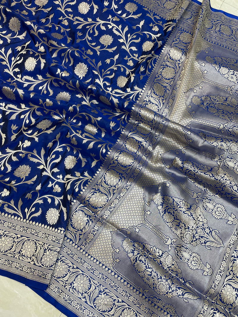 Pure Katan Silk Banarasi Handloom Saree - All Over Jaal Work - The Handlooms