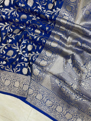 Pure Katan Silk Banarasi Handloom Saree - All Over Jaal Work - The Handlooms
