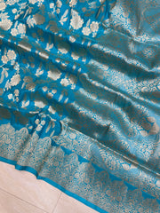 Pure Katan Silk Banarasi Handloom Saree - All Over Jaal Work - The Handlooms