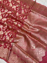 Pure Katan Silk Banarasi Handloom Saree - All Over Jaal Work - The Handlooms