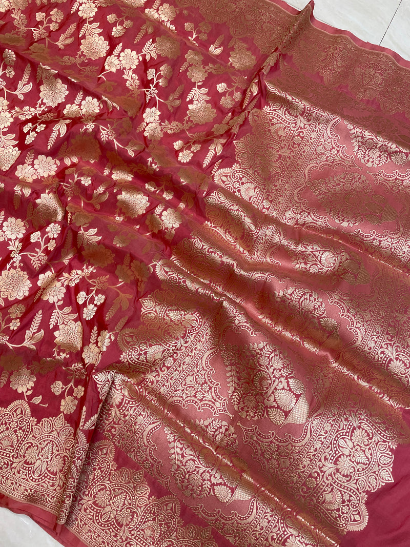 Pure Katan Silk Banarasi Handloom Saree - All Over Jaal Work - The Handlooms