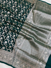 Pure Katan Silk Banarasi Handloom Saree - All Over Jaal Work - The Handlooms