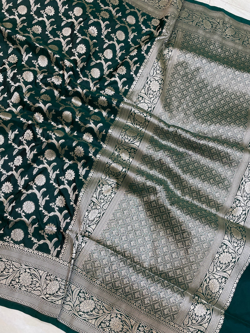 Pure Katan Silk Banarasi Handloom Saree - All Over Jaal Work - The Handlooms