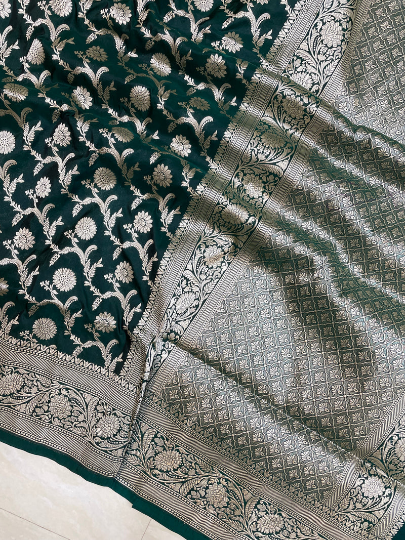 Pure Katan Silk Banarasi Handloom Saree - All Over Jaal Work - The Handlooms