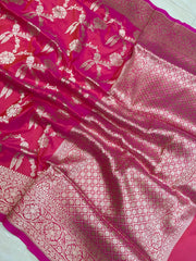 Pure Katan Silk Banarasi Handloom Saree - All Over Jaal Work - The Handlooms