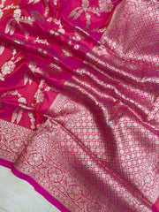 Pure Katan Silk Banarasi Handloom Saree - All Over Jaal Work - The Handlooms