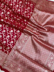 Pure Katan Silk Banarasi Handloom Saree - All Over Jaal Work - The Handlooms