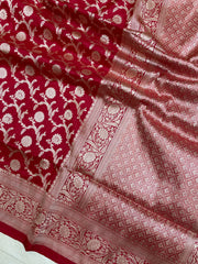 Pure Katan Silk Banarasi Handloom Saree - All Over Jaal Work - The Handlooms