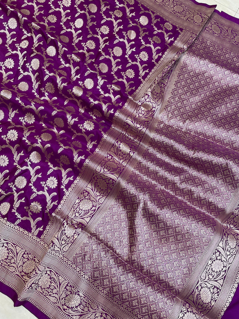 Pure Katan Silk Banarasi Handloom Saree - All Over Jaal Work - The Handlooms