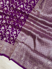 Pure Katan Silk Banarasi Handloom Saree - All Over Jaal Work - The Handlooms