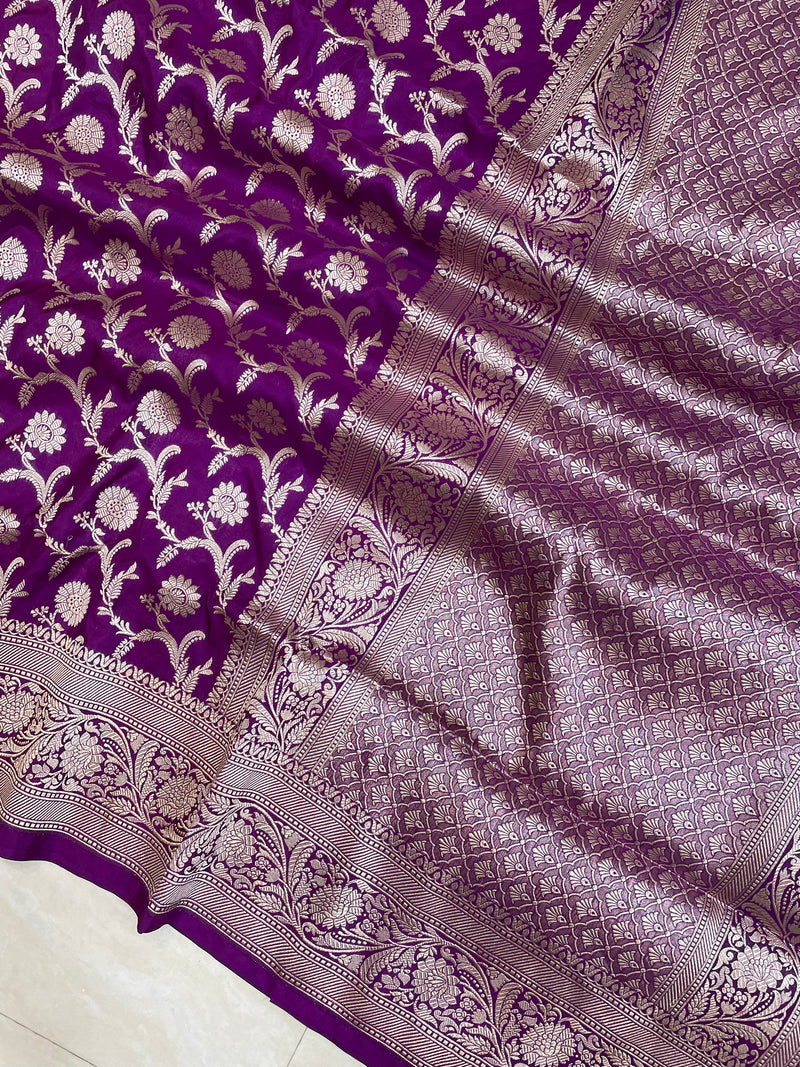 Pure Katan Silk Banarasi Handloom Saree - All Over Jaal Work - The Handlooms