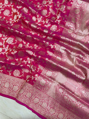 Pure Katan Silk Banarasi Handloom Saree - All Over Jaal Work - The Handlooms