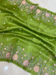 Pure organza Chikankari Handloom Banarasi Saree - The Handlooms