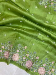 Pure organza Chikankari Handloom Banarasi Saree - The Handlooms