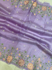 Pure organza Chikankari Handloom Banarasi Saree - The Handlooms