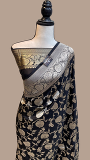 Pure Katan Silk Banarasi Handloom Saree - All Over Jaal Work - The Handlooms