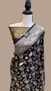 Pure Katan Silk Banarasi Handloom Saree - All Over Jaal Work - The Handlooms