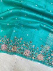 Pure organza Chikankari Handloom Banarasi Saree - The Handlooms