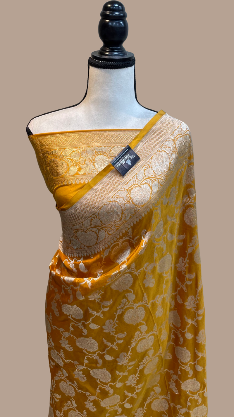 Pure Katan Silk Banarasi Handloom Saree - All Over Jaal Work - The Handlooms