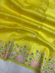 Pure organza Chikankari Handloom Banarasi Saree - The Handlooms