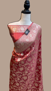 Pure Katan Silk Banarasi Handloom Saree - All Over Jaal Work - The Handlooms